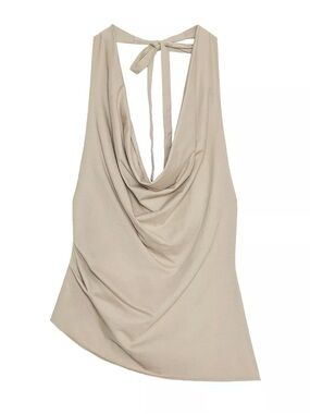 Zara Tan Draped Halter Top